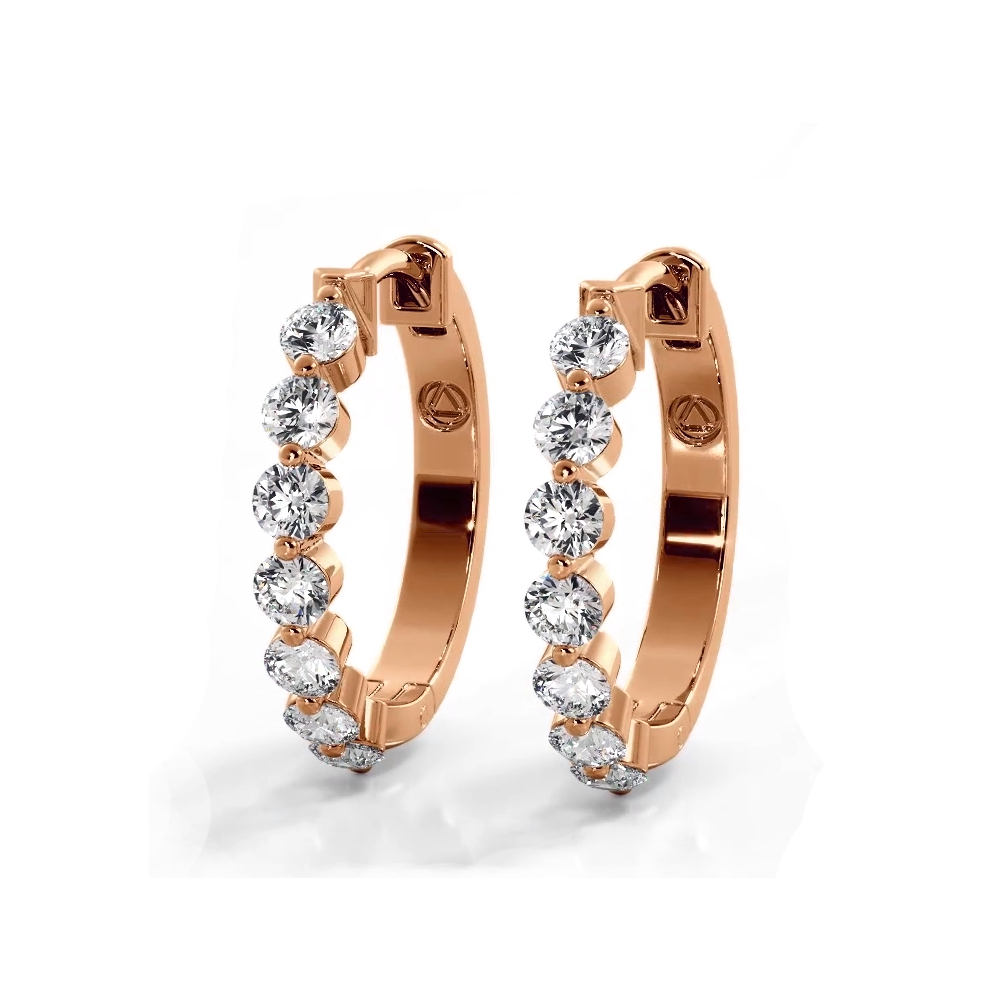 1.0 ctw. Floating Round Diamond Hoop Earrings-VIRABYANI