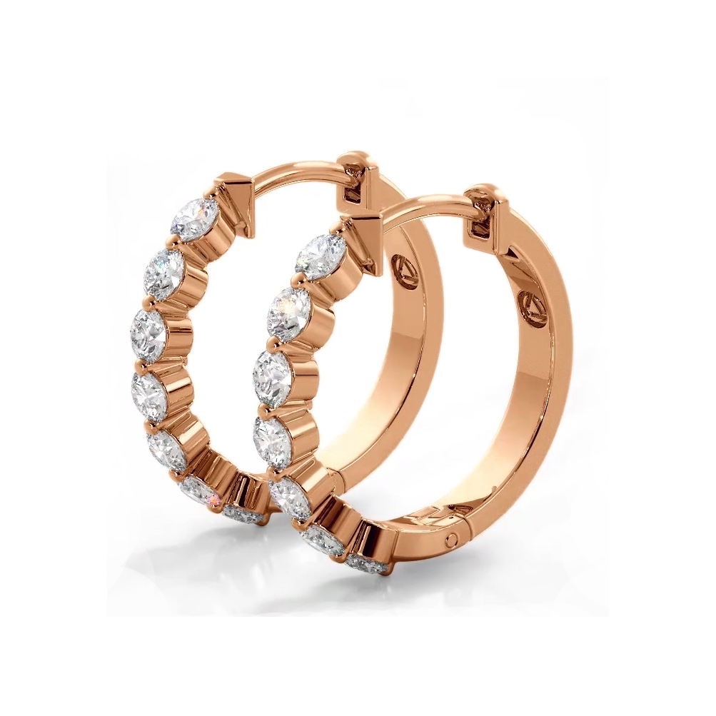 1.0 ctw. Floating Round Diamond Hoop Earrings-VIRABYANI