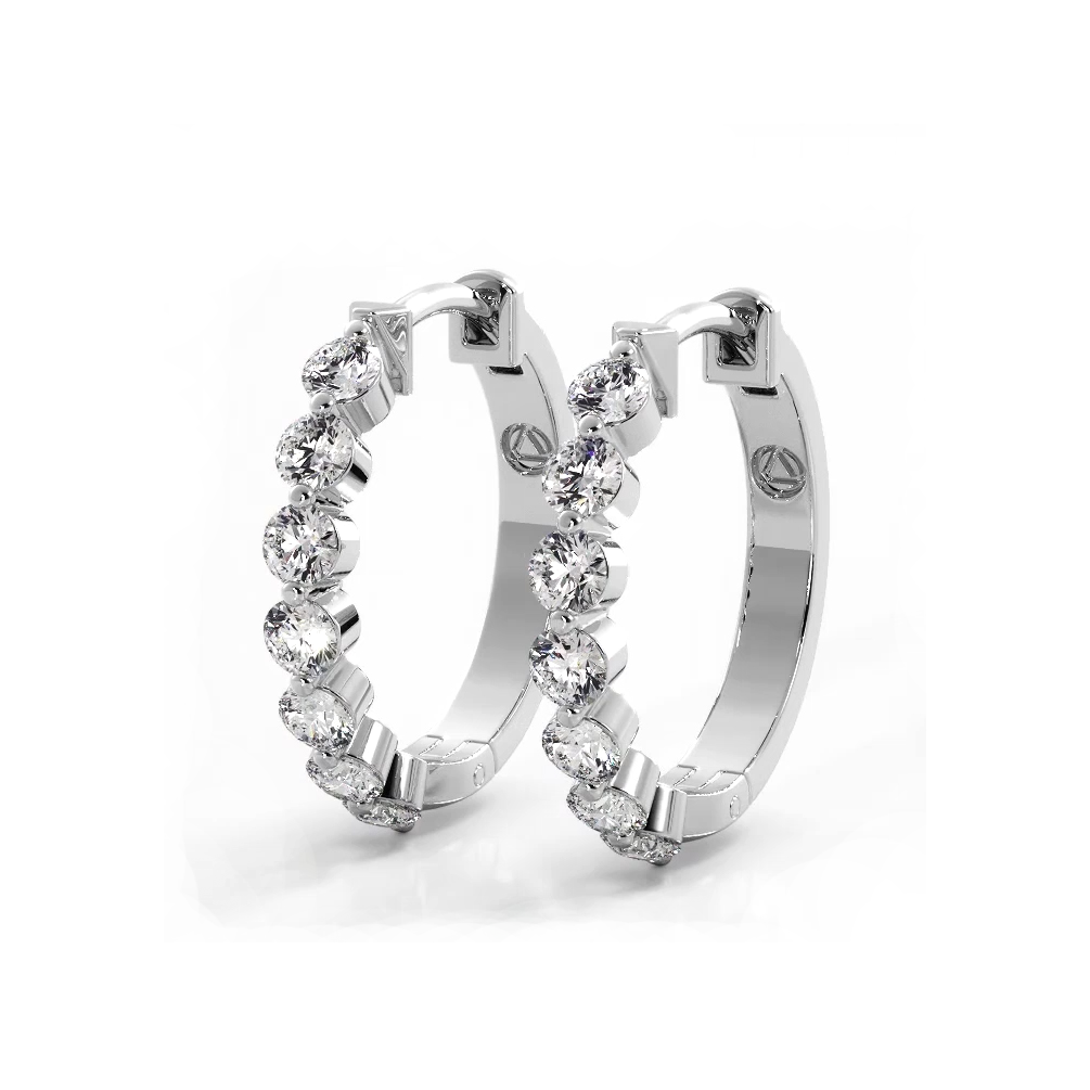 1.0 ctw. Floating Round Diamond Hoop Earrings-VIRABYANI