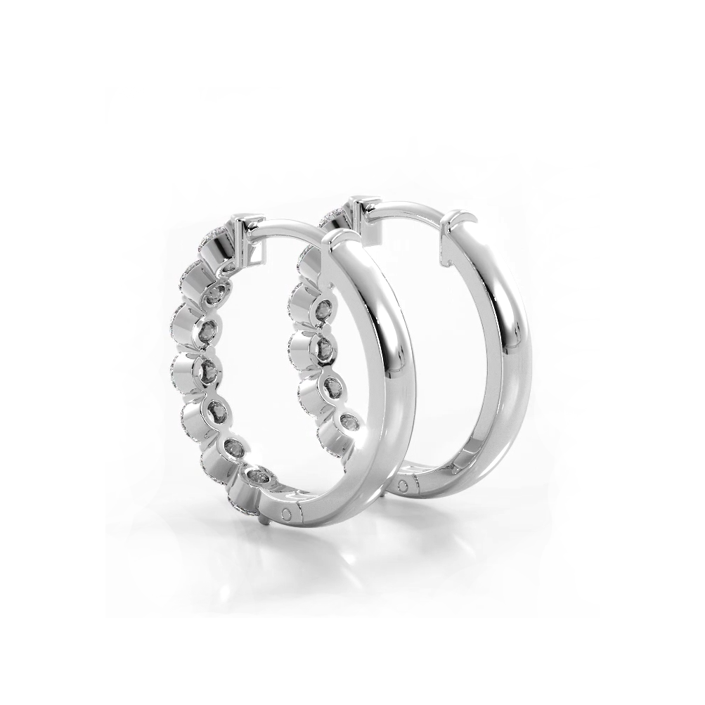 1.0 ctw. Floating Round Diamond Hoop Earrings-VIRABYANI