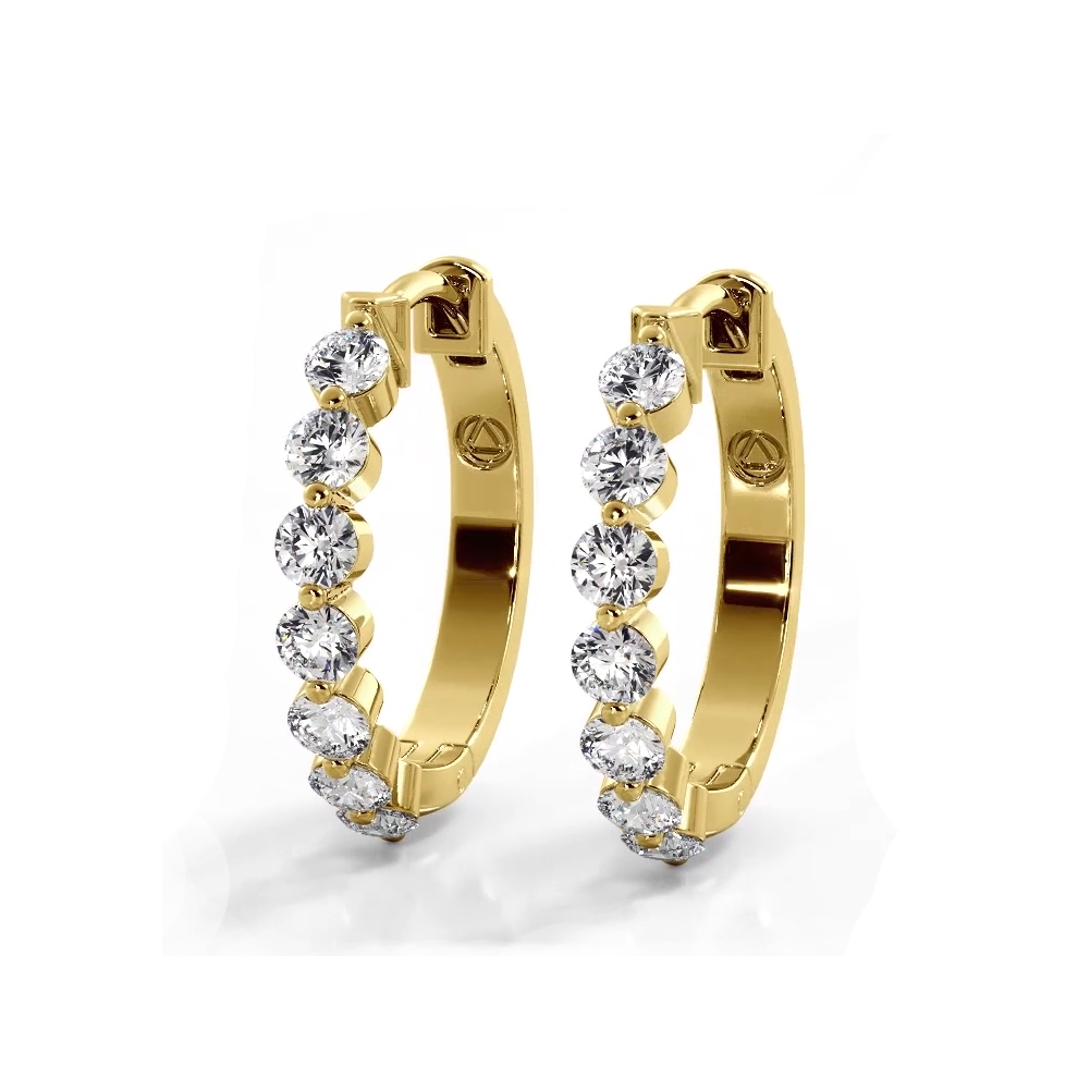 1.0 ctw. Floating Round Diamond Hoop Earrings-VIRABYANI