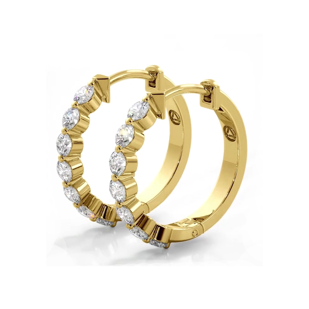 1.0 ctw. Floating Round Diamond Hoop Earrings-VIRABYANI