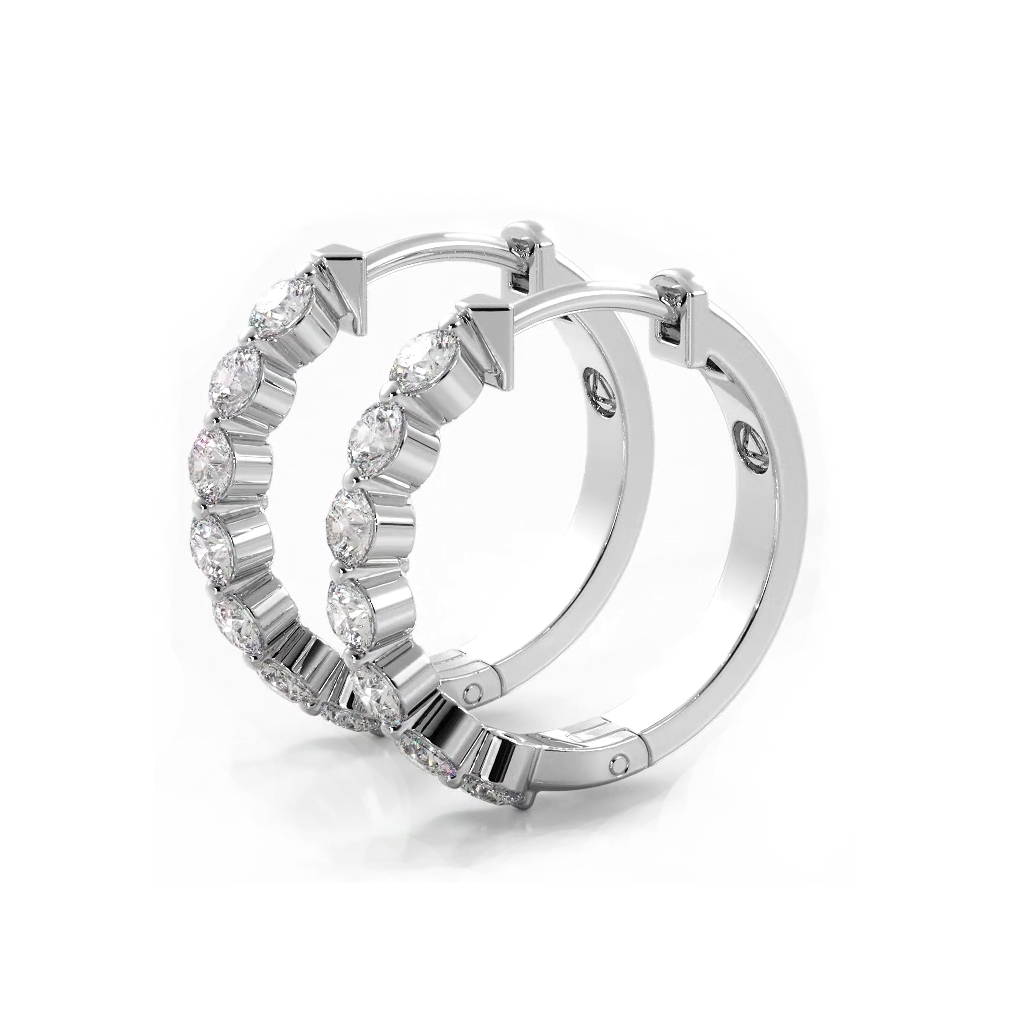 1.0 ctw. Floating Round Diamond Hoop Earrings-VIRABYANI