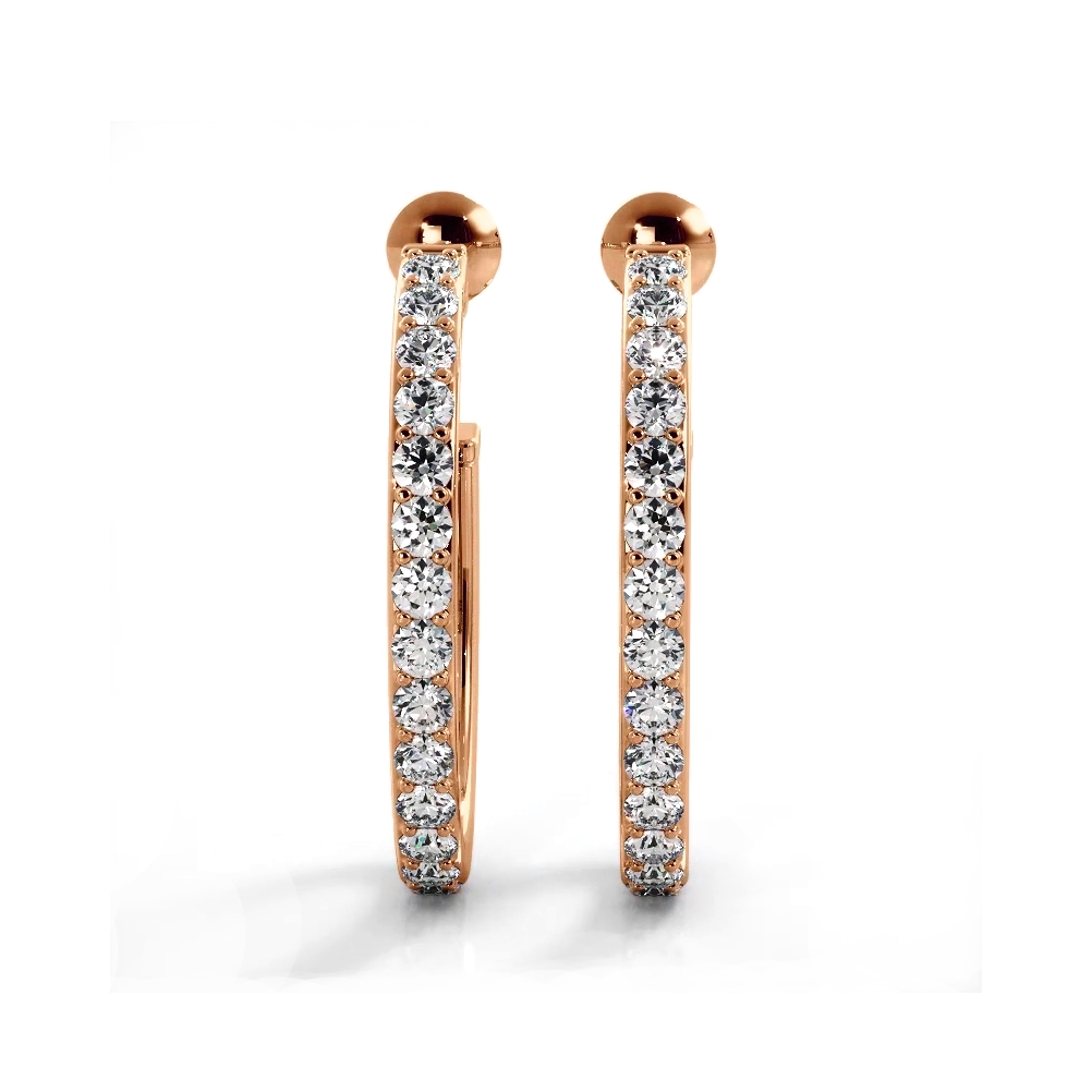 1.0 ctw. Round Diamond Hoop Earrings Open Back Style-VIRABYANI