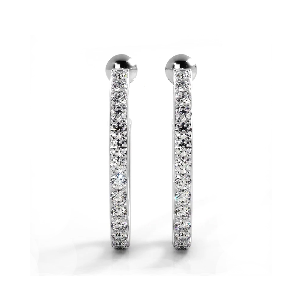 1.0 ctw. Round Diamond Hoop Earrings Open Back Style-VIRABYANI