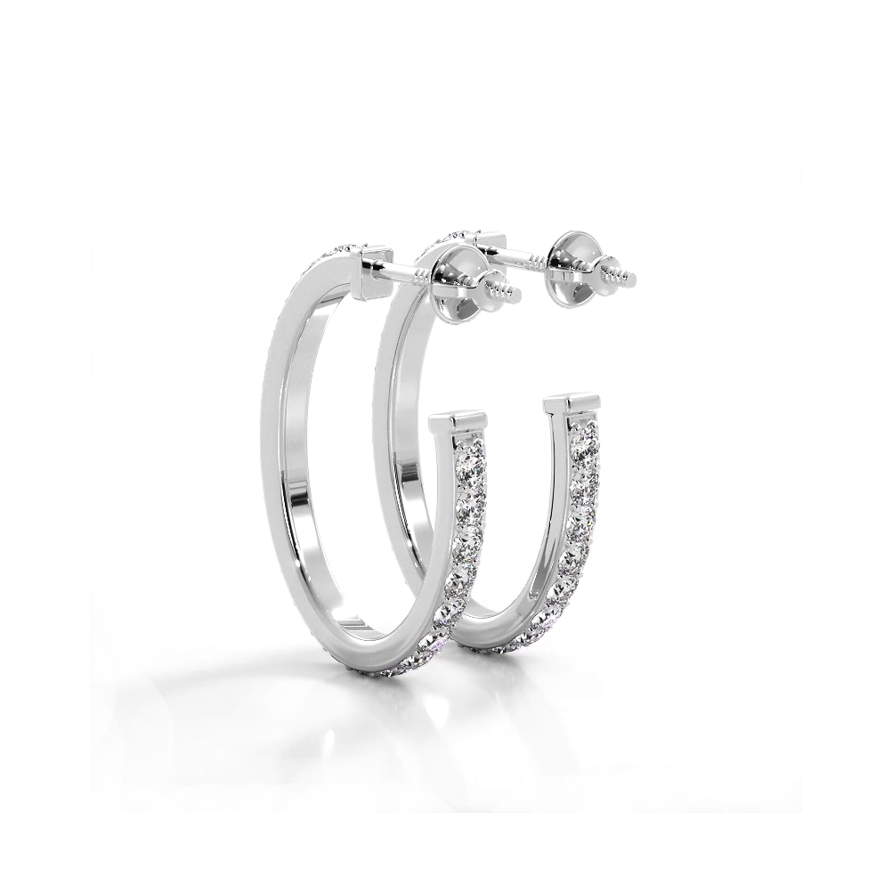 1.0 ctw. Round Diamond Hoop Earrings Open Back Style-VIRABYANI