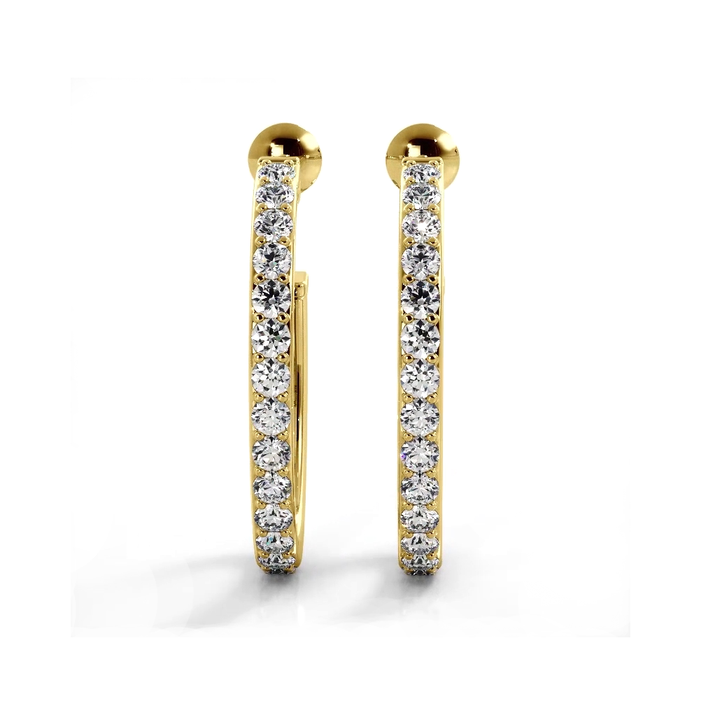 1.0 ctw. Round Diamond Hoop Earrings Open Back Style-VIRABYANI