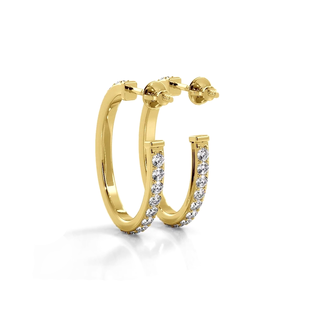 1.0 ctw. Round Diamond Hoop Earrings Open Back Style-VIRABYANI