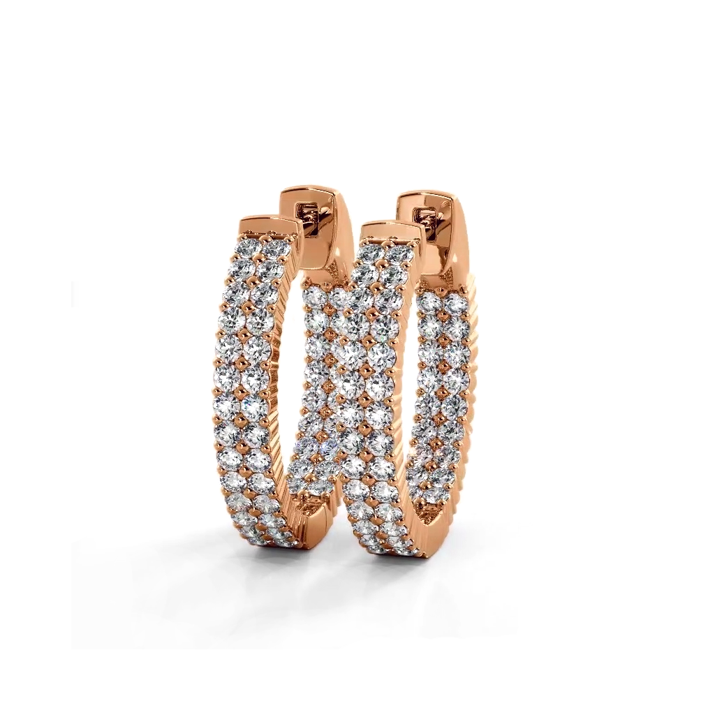 1.20 ctw. Double Row Inside Out Diamond Petite Hoop Earrings-VIRABYANI