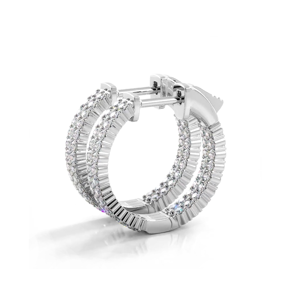 1.20 ctw. Double Row Inside Out Diamond Petite Hoop Earrings-VIRABYANI