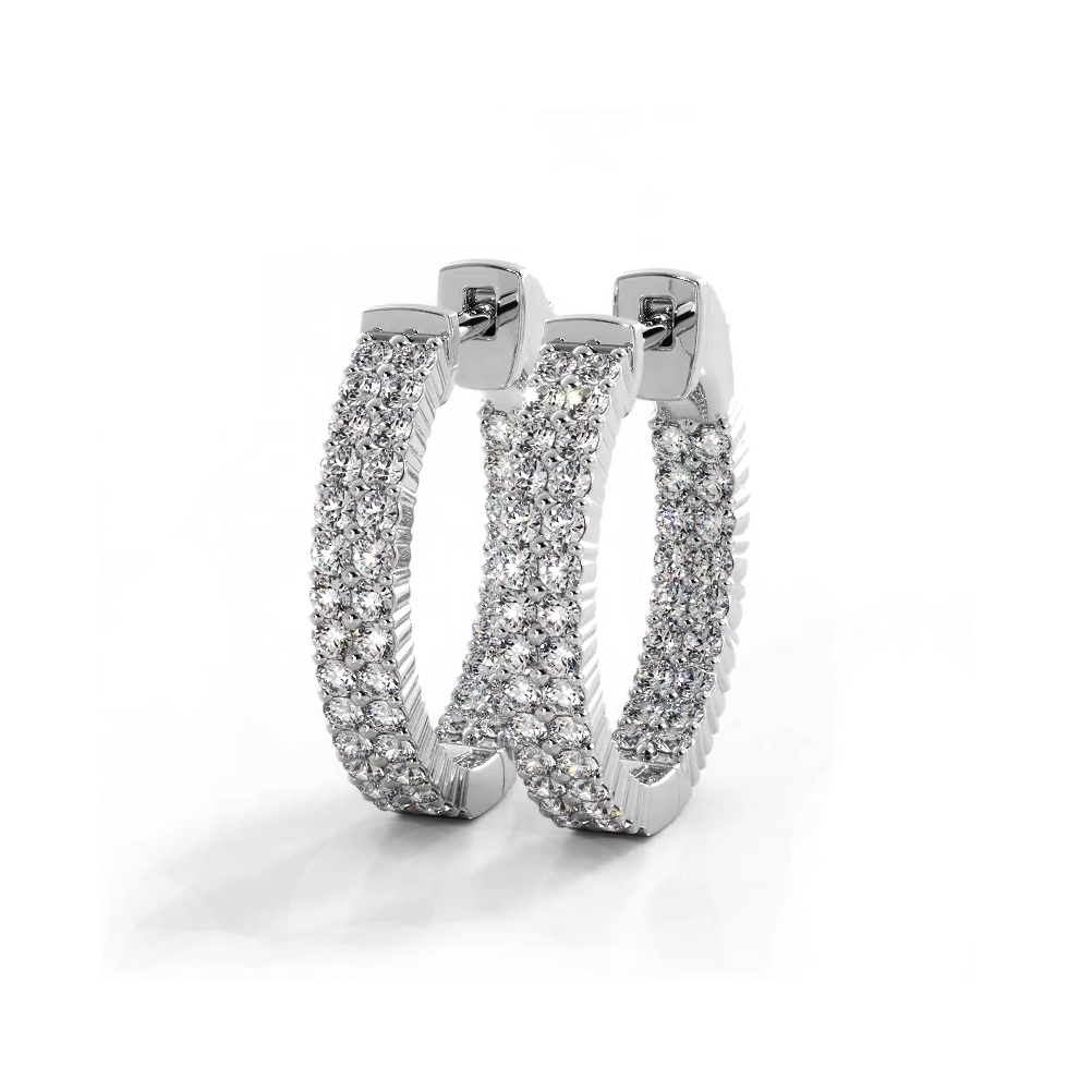 1.20 ctw. Double Row Inside Out Diamond Petite Hoop Earrings-VIRABYANI