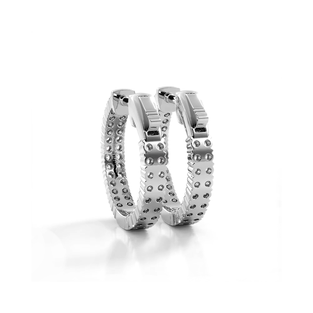 1.20 ctw. Double Row Inside Out Diamond Petite Hoop Earrings-VIRABYANI