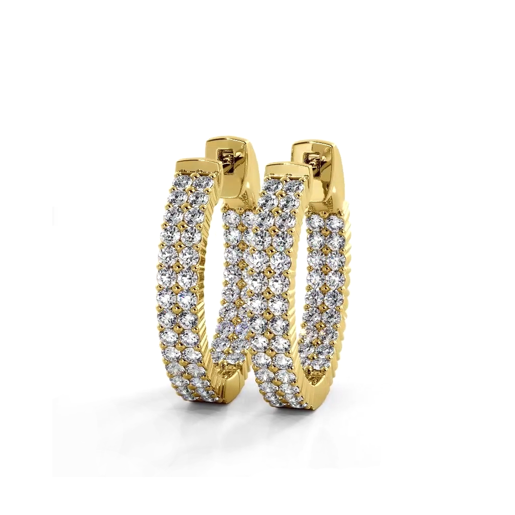 1.20 ctw. Double Row Inside Out Diamond Petite Hoop Earrings-VIRABYANI