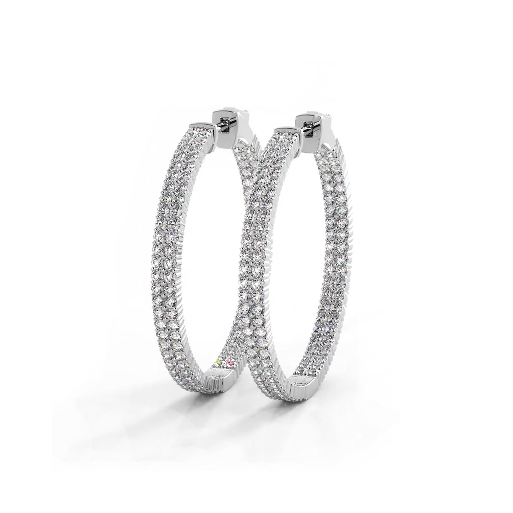 2.0 ctw. Double Row Inside Out Diamond Hoop Earrings Classic Shared Prong-VIRABYANI