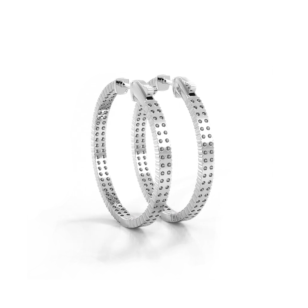 2.0 ctw. Double Row Inside Out Diamond Hoop Earrings Classic Shared Prong-VIRABYANI