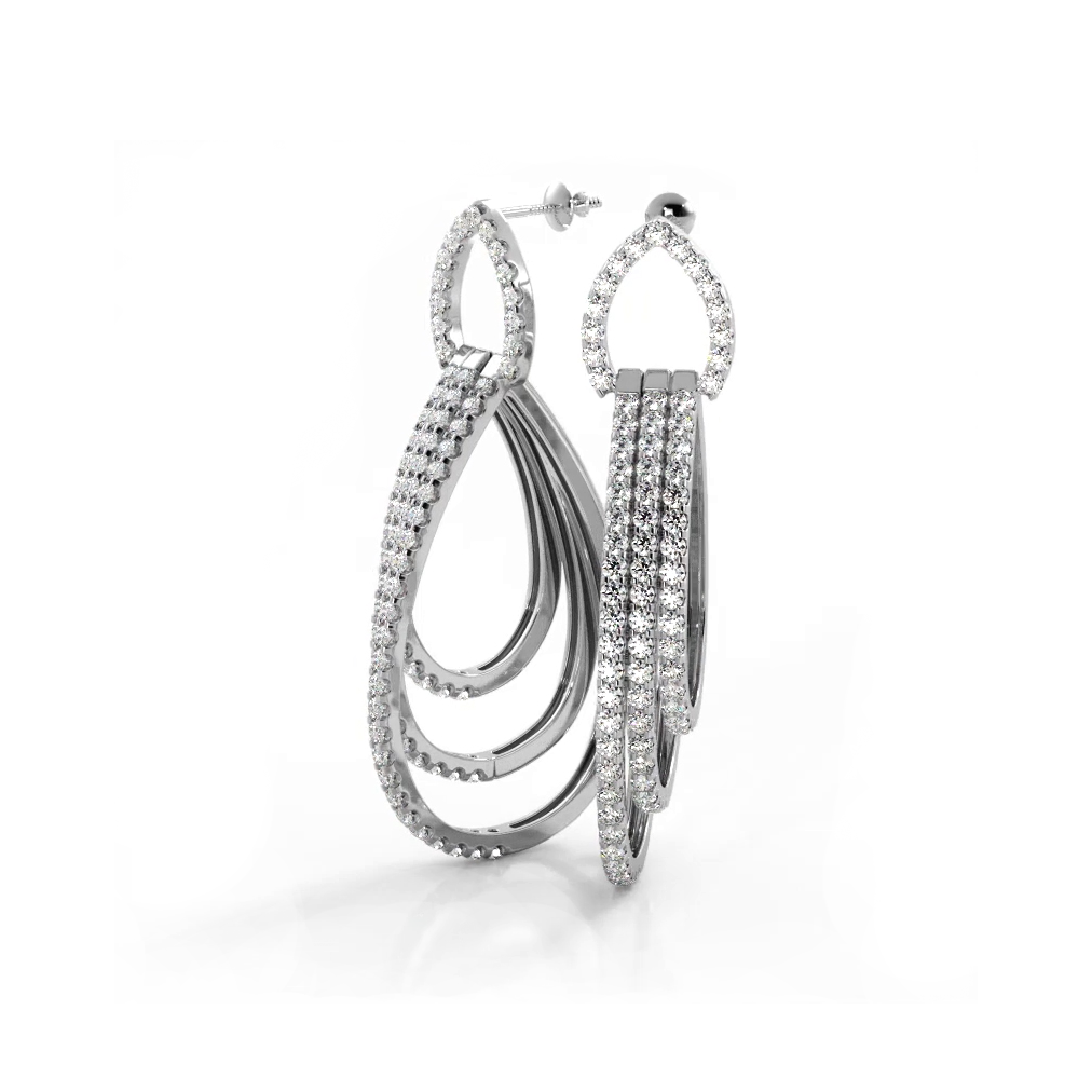 3.12 ctw. Round Diamond Drop Earrings-VIRABYANI