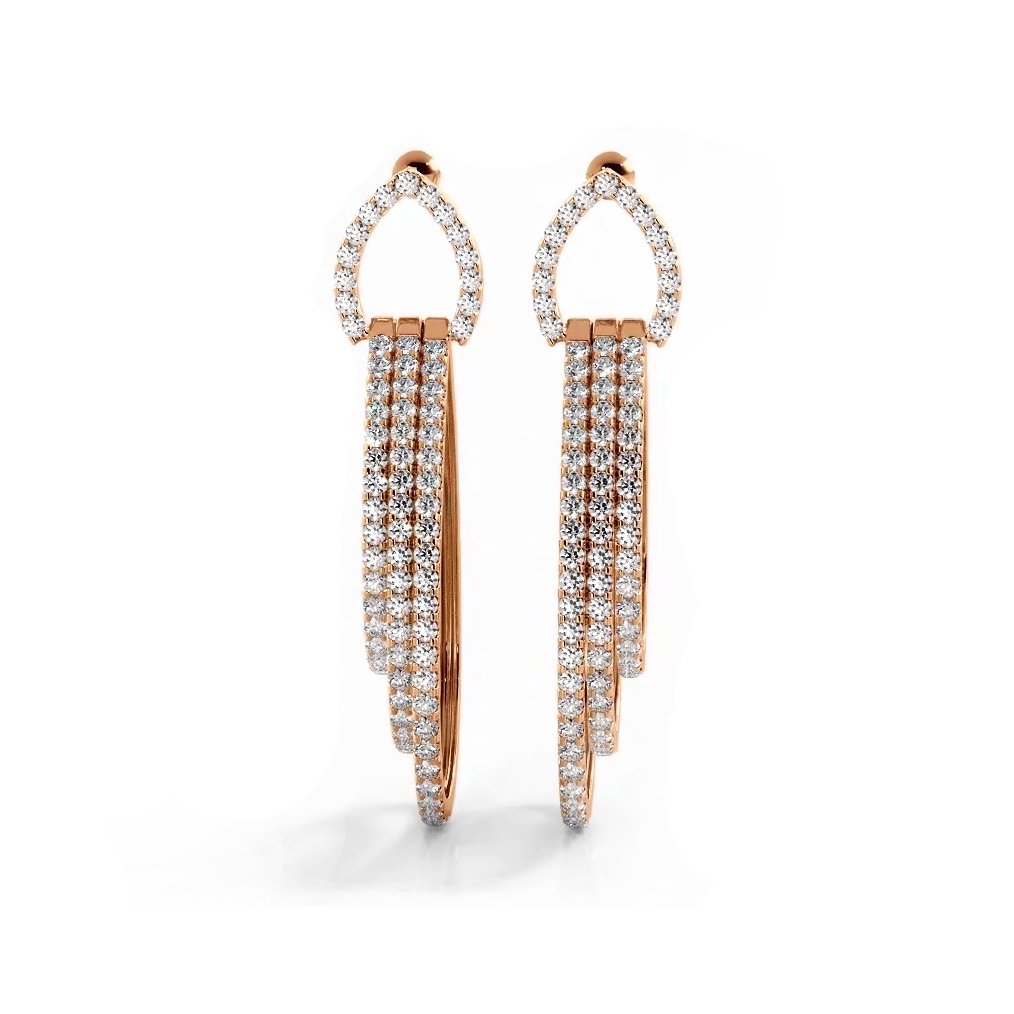 3.12 ctw. Round Diamond Drop Earrings-VIRABYANI