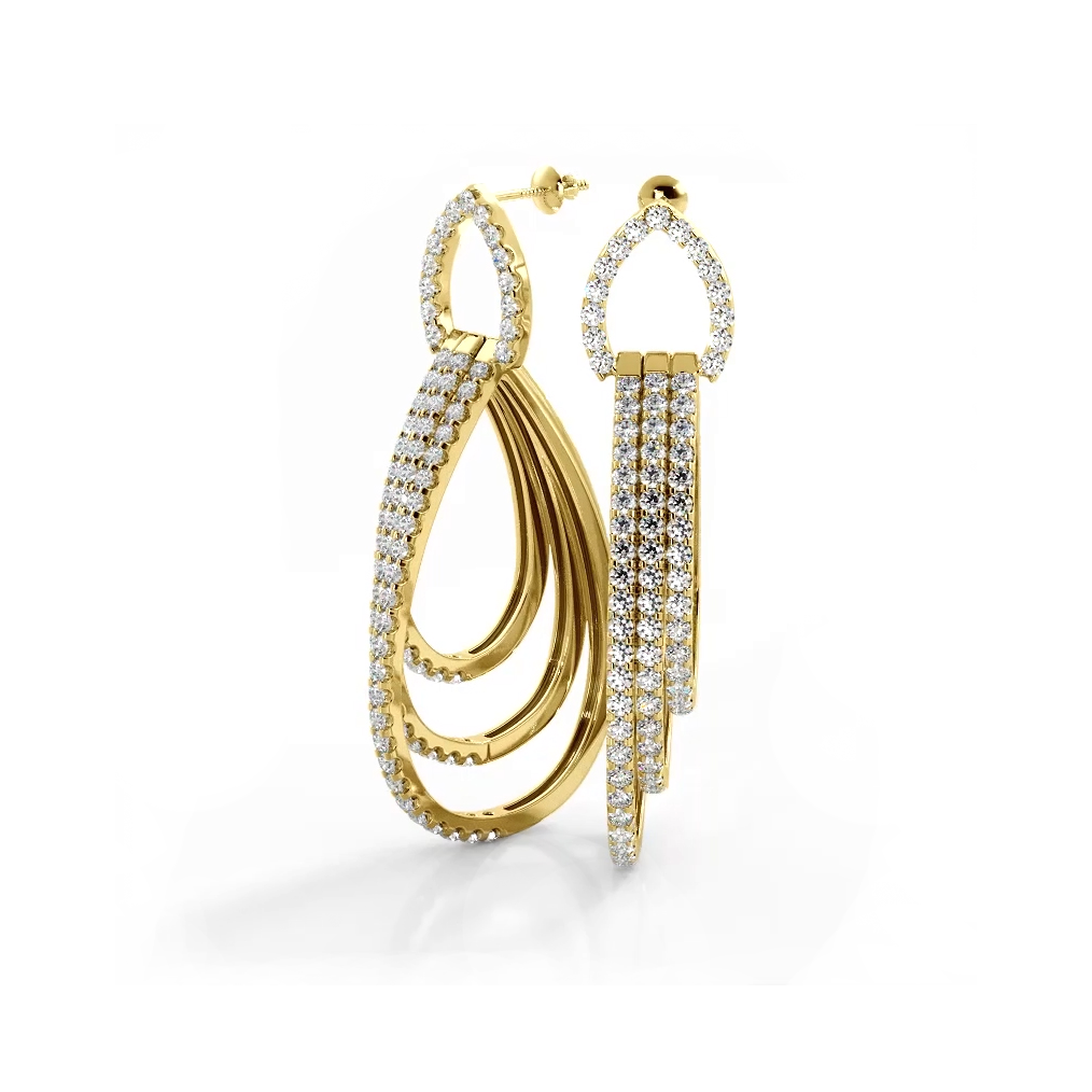 3.12 ctw. Round Diamond Drop Earrings-VIRABYANI