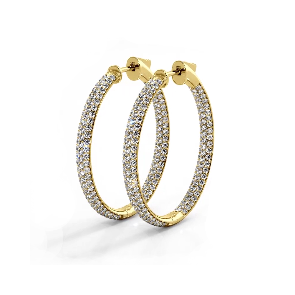 2.5 ctw. Triple Row Inside Out Pave Diamond Hoop Earrings Dome Style-VIRABYANI