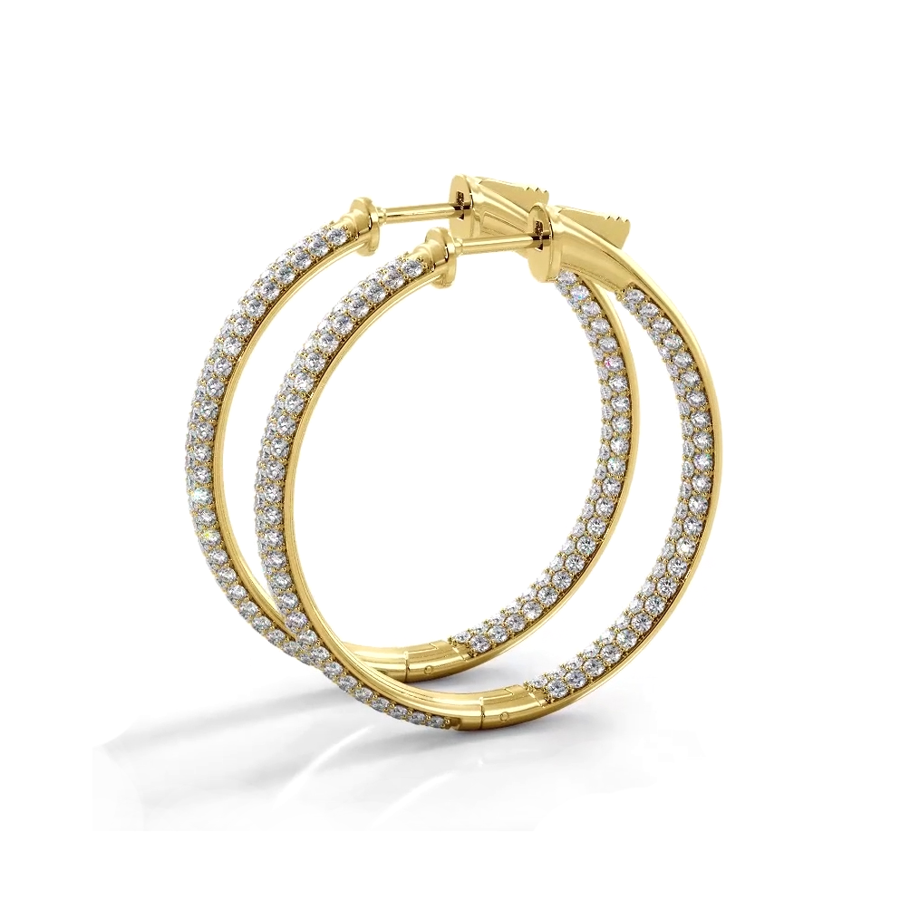 2.5 ctw. Triple Row Inside Out Pave Diamond Hoop Earrings Dome Style-VIRABYANI