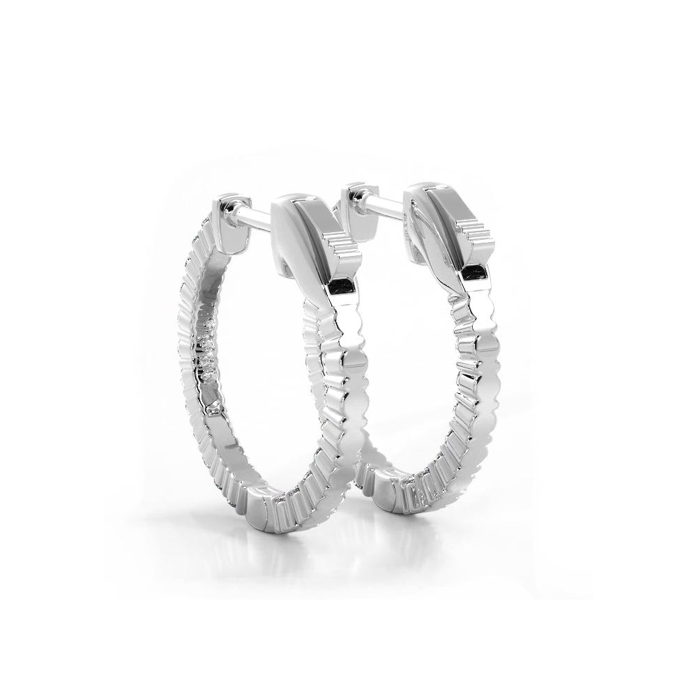 1.20 ctw. Single Row Classic Inside Out Diamond Petite Hoop Earrings-VIRABYANI