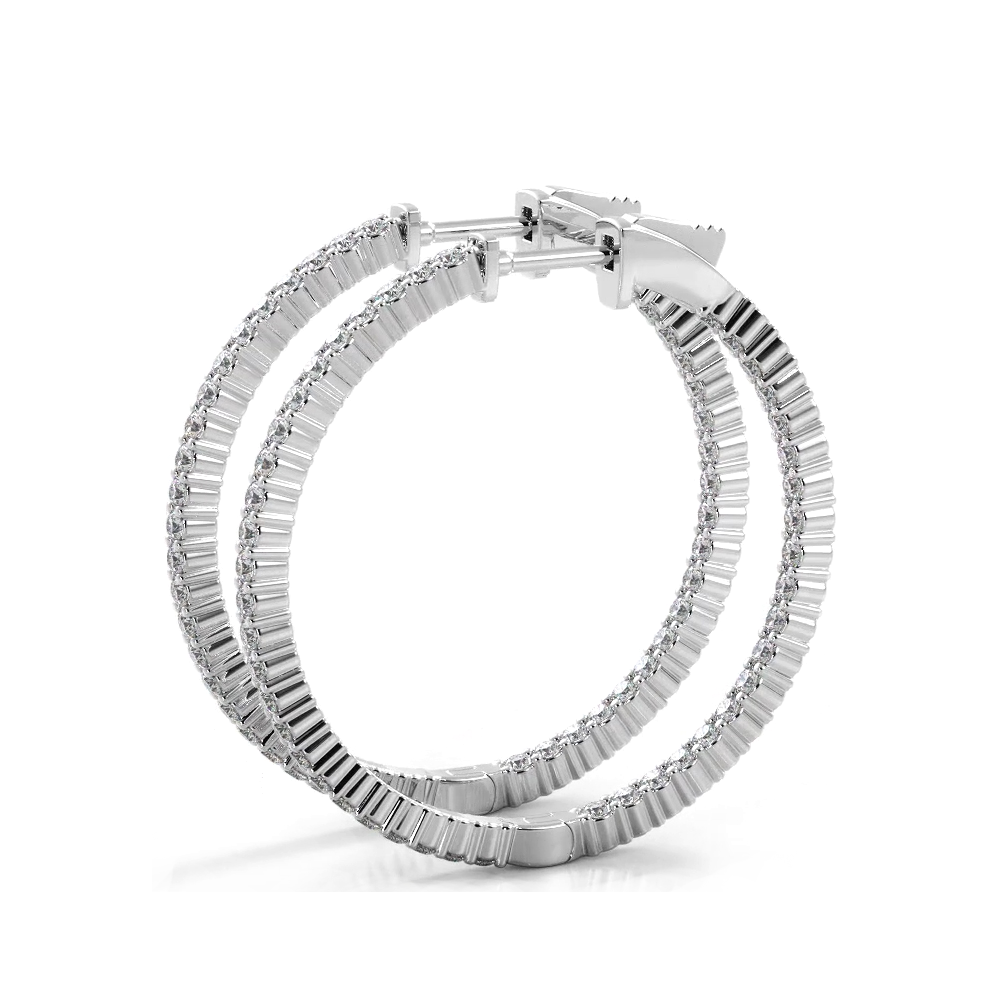 1.10 ctw. Single Row Inside Out Classic Diamond Hoop Earrings-VIRABYANI