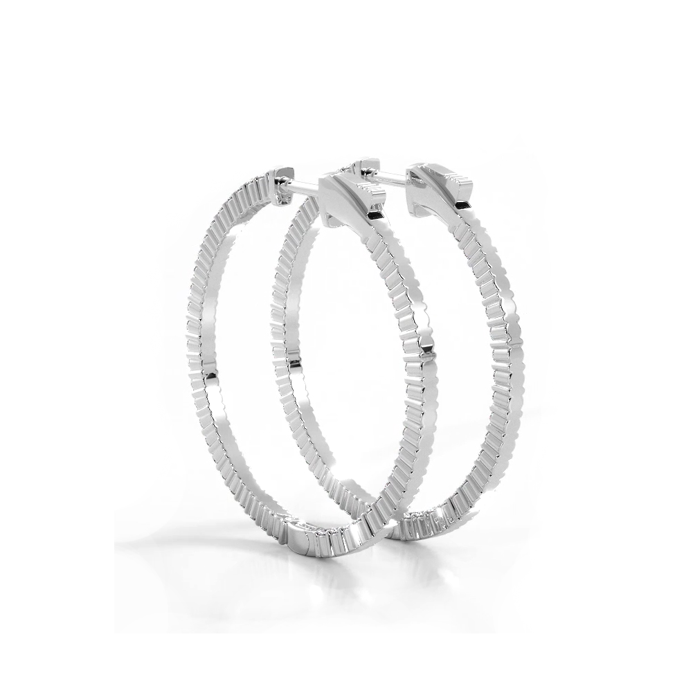 1.10 ctw. Single Row Inside Out Classic Diamond Hoop Earrings-VIRABYANI