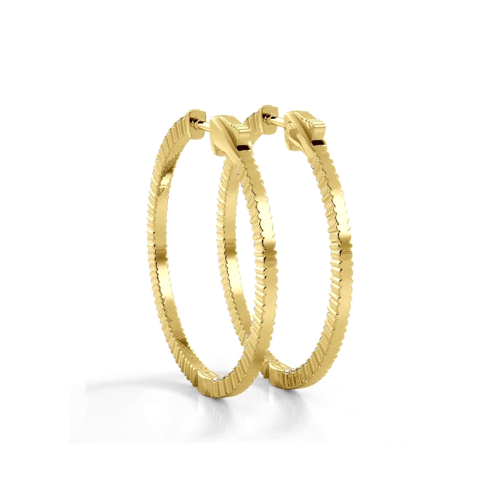 1.10 ctw. Single Row Inside Out Classic Diamond Hoop Earrings-VIRABYANI