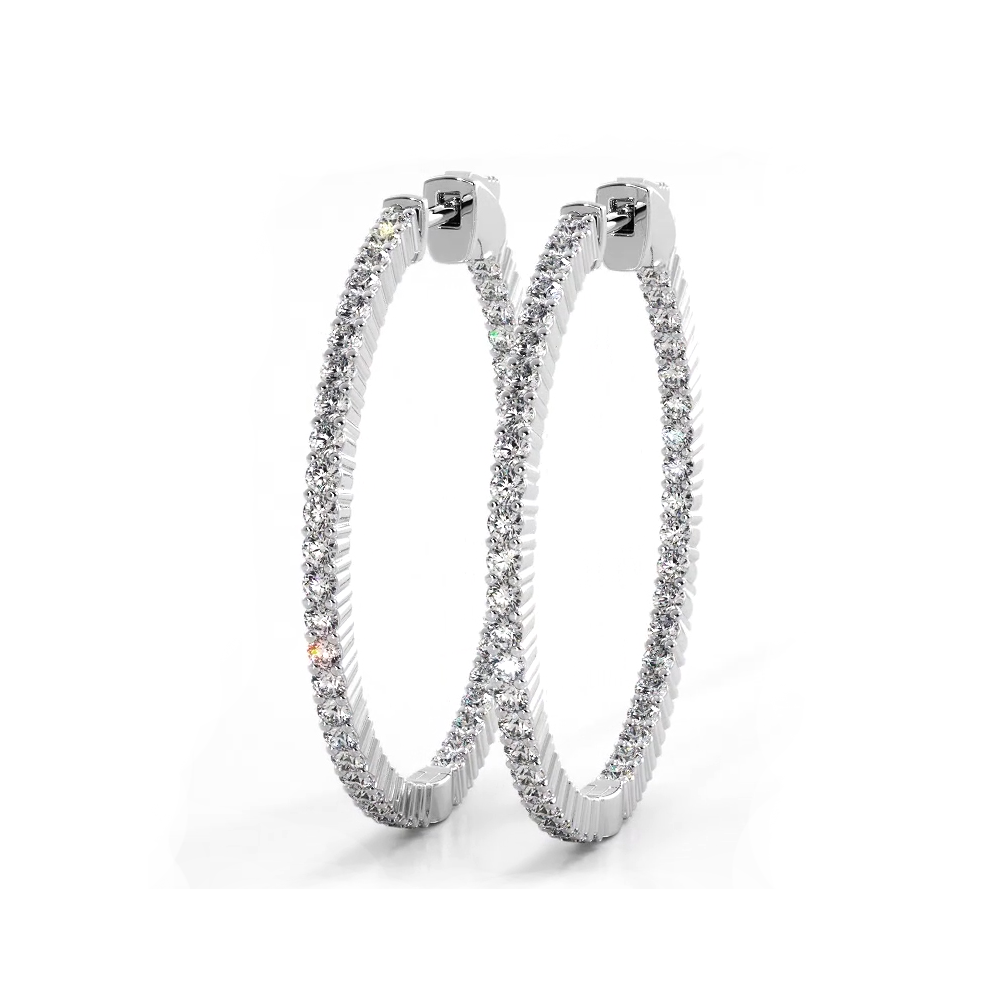 1.10 ctw. Single Row Inside Out Classic Diamond Hoop Earrings-VIRABYANI