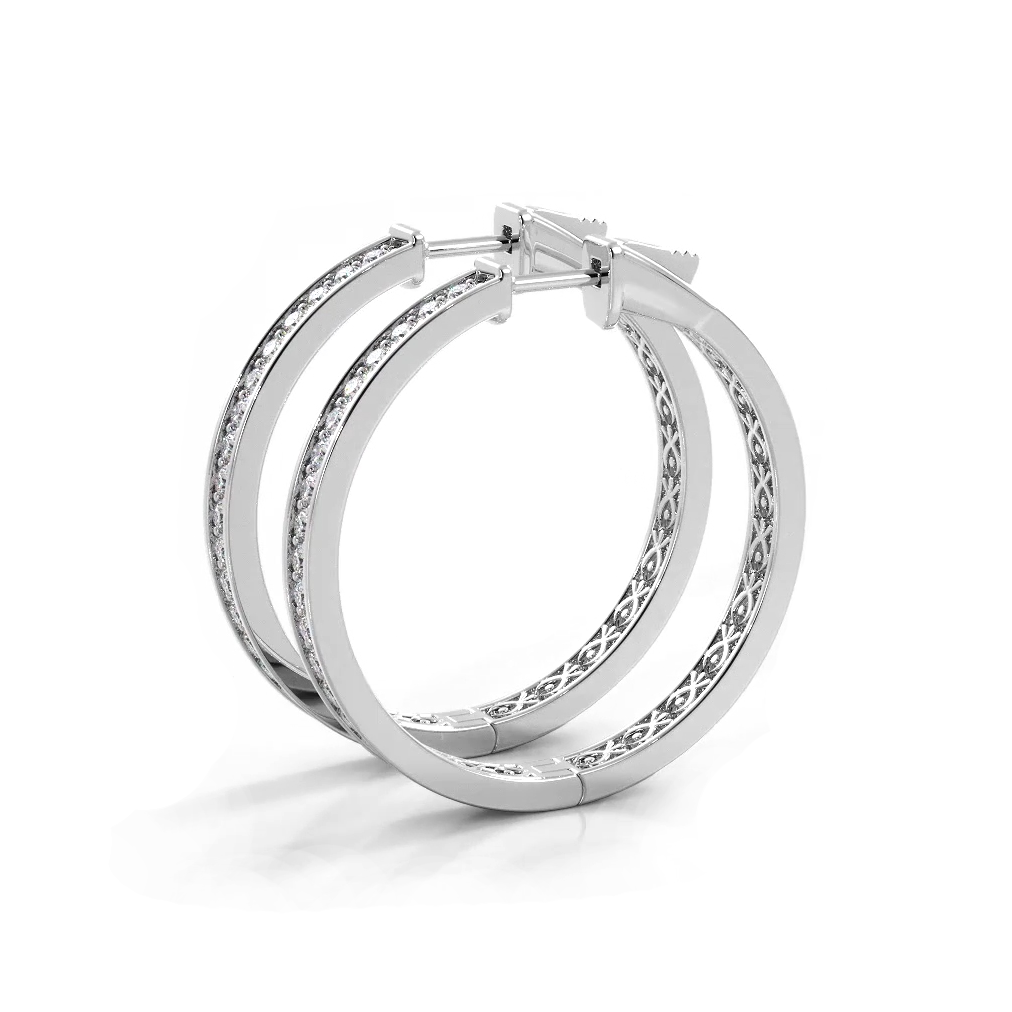 1.32 ctw. Round Diamond Medium Hoop Earrings-VIRABYANI