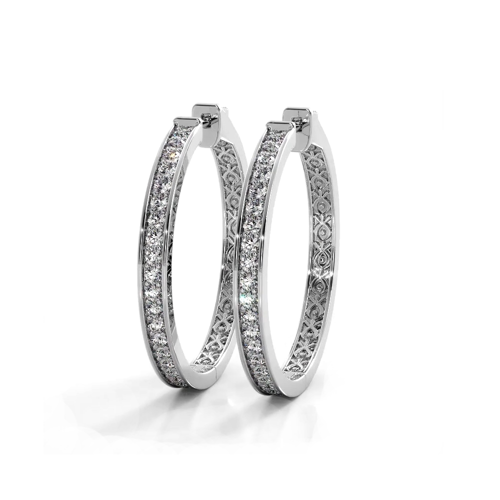 1.32 ctw. Round Diamond Medium Hoop Earrings-VIRABYANI