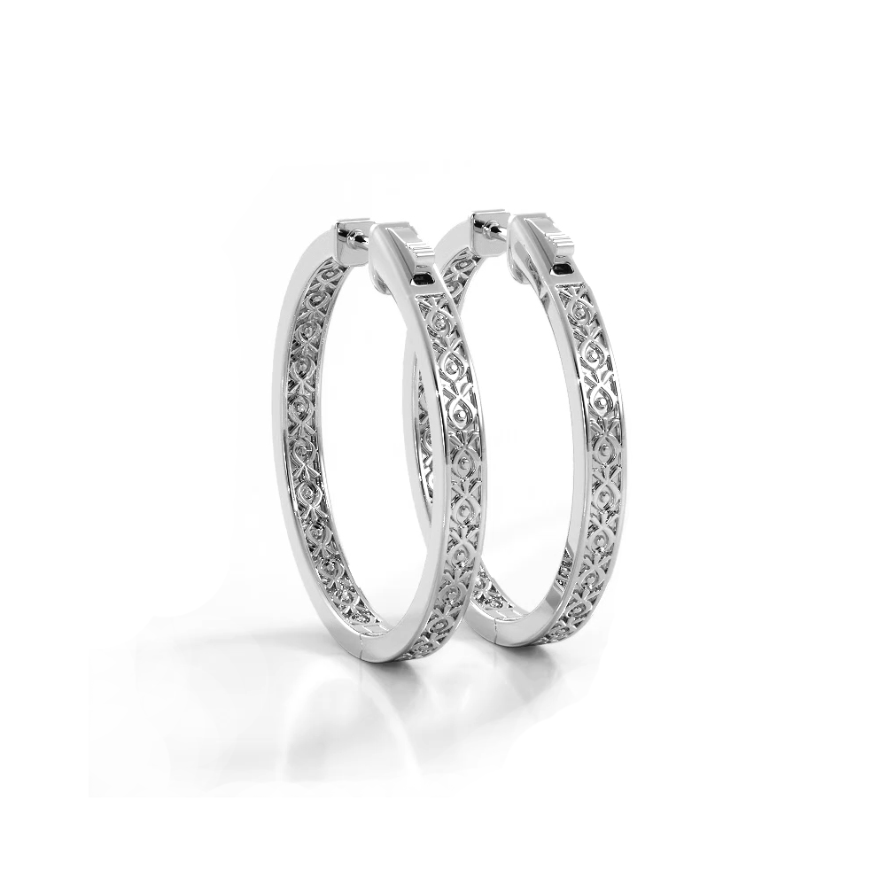 1.32 ctw. Round Diamond Medium Hoop Earrings-VIRABYANI