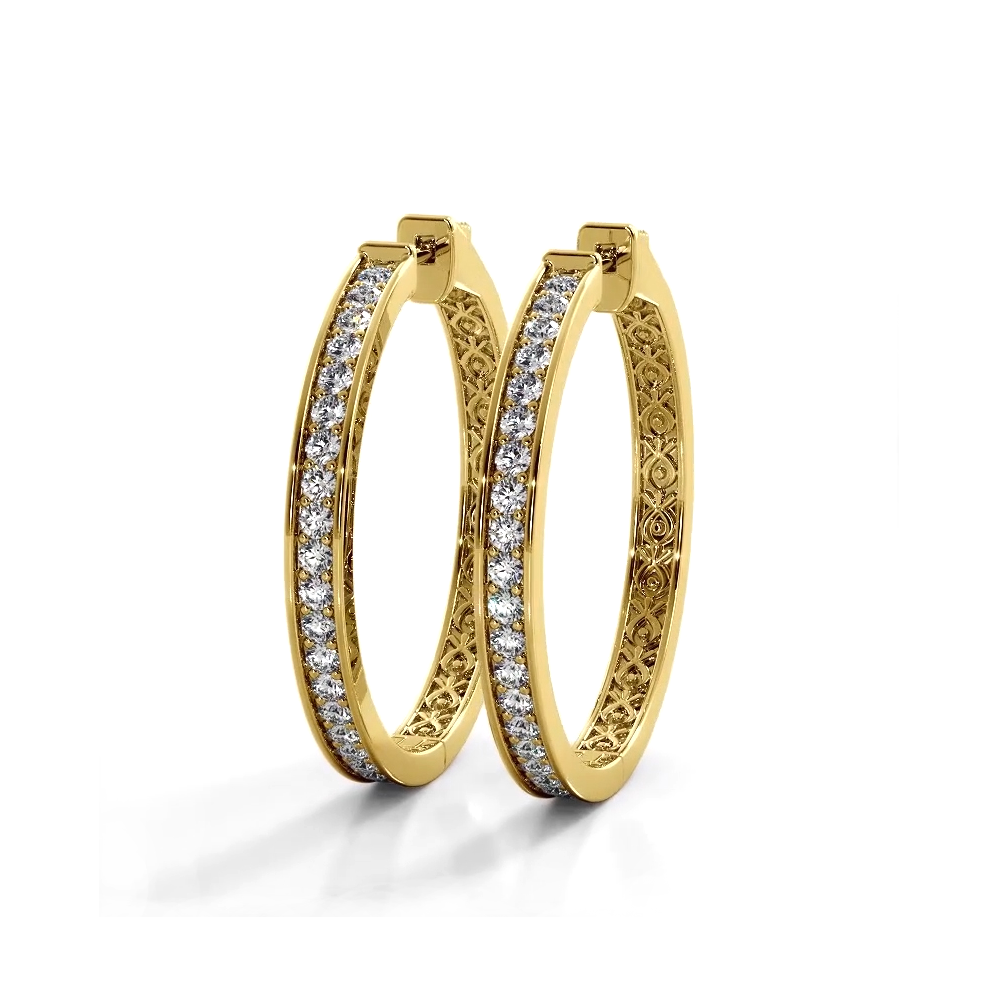 1.32 ctw. Round Diamond Medium Hoop Earrings-VIRABYANI