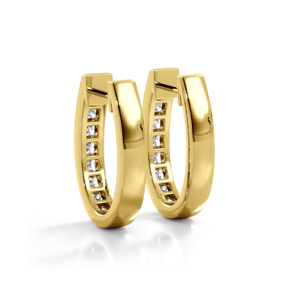 Channel Set 1.0 ctw. Princess Cut Diamond Hoop Earrings-VIRABYANI