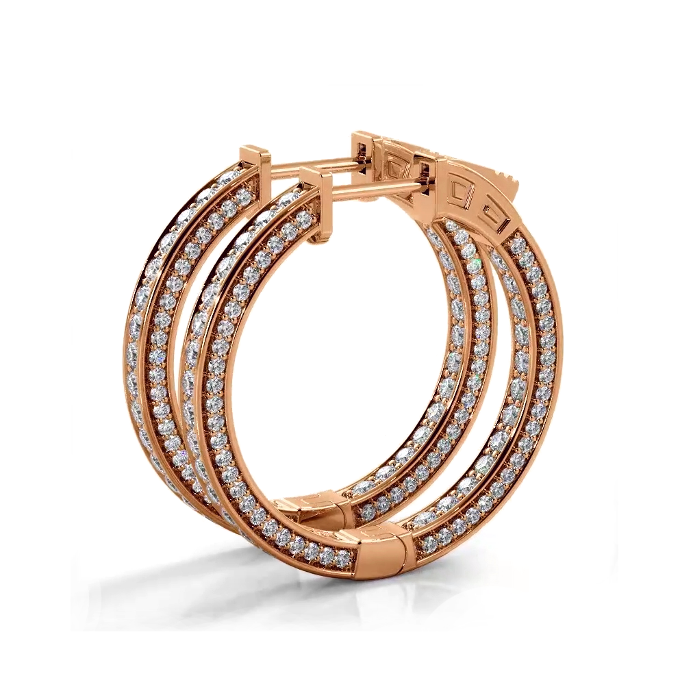 2.0 ctw. Three Sided Inside Out Diamond Hoop Earrings-VIRABYANI