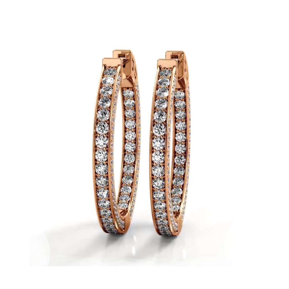 2.0 ctw. Three Sided Inside Out Diamond Hoop Earrings-VIRABYANI