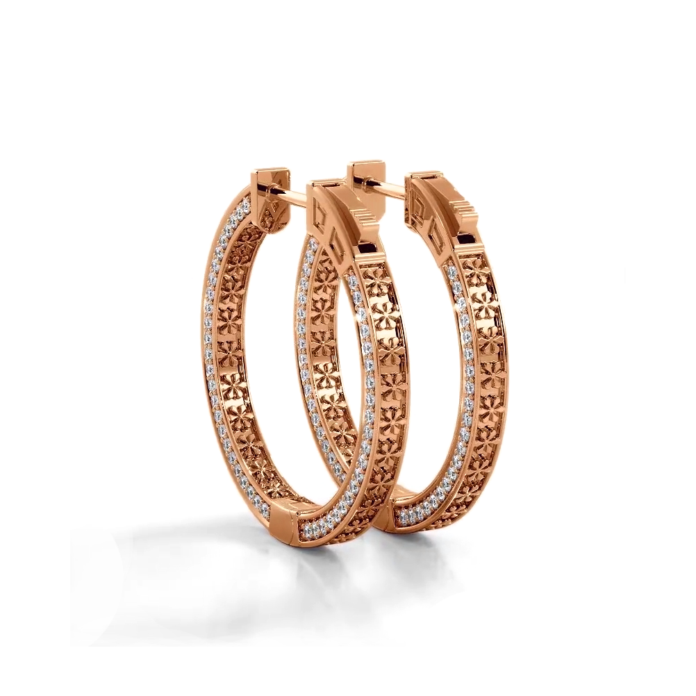 2.0 ctw. Three Sided Inside Out Diamond Hoop Earrings-VIRABYANI