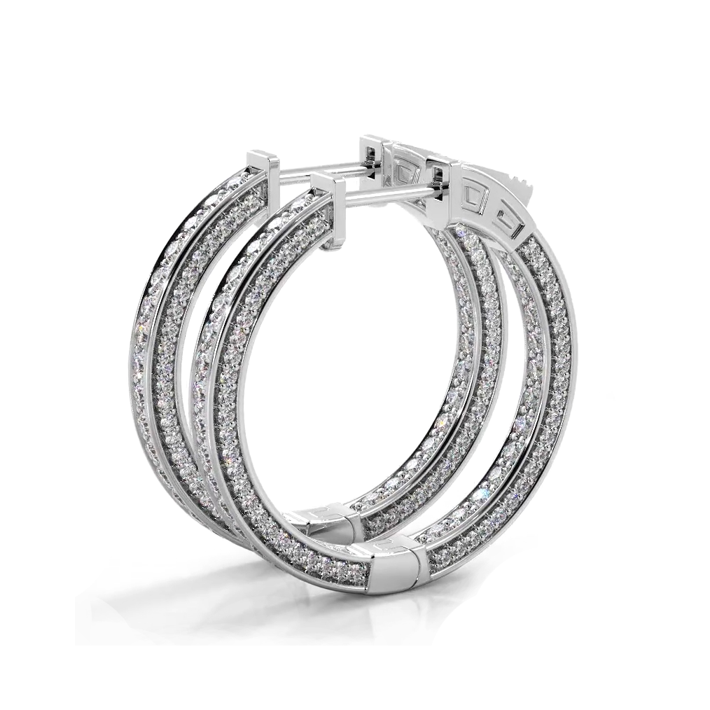 2.0 ctw. Three Sided Inside Out Diamond Hoop Earrings-VIRABYANI