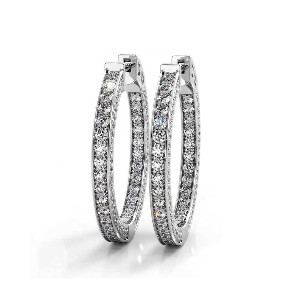 2.0 ctw. Three Sided Inside Out Diamond Hoop Earrings-VIRABYANI