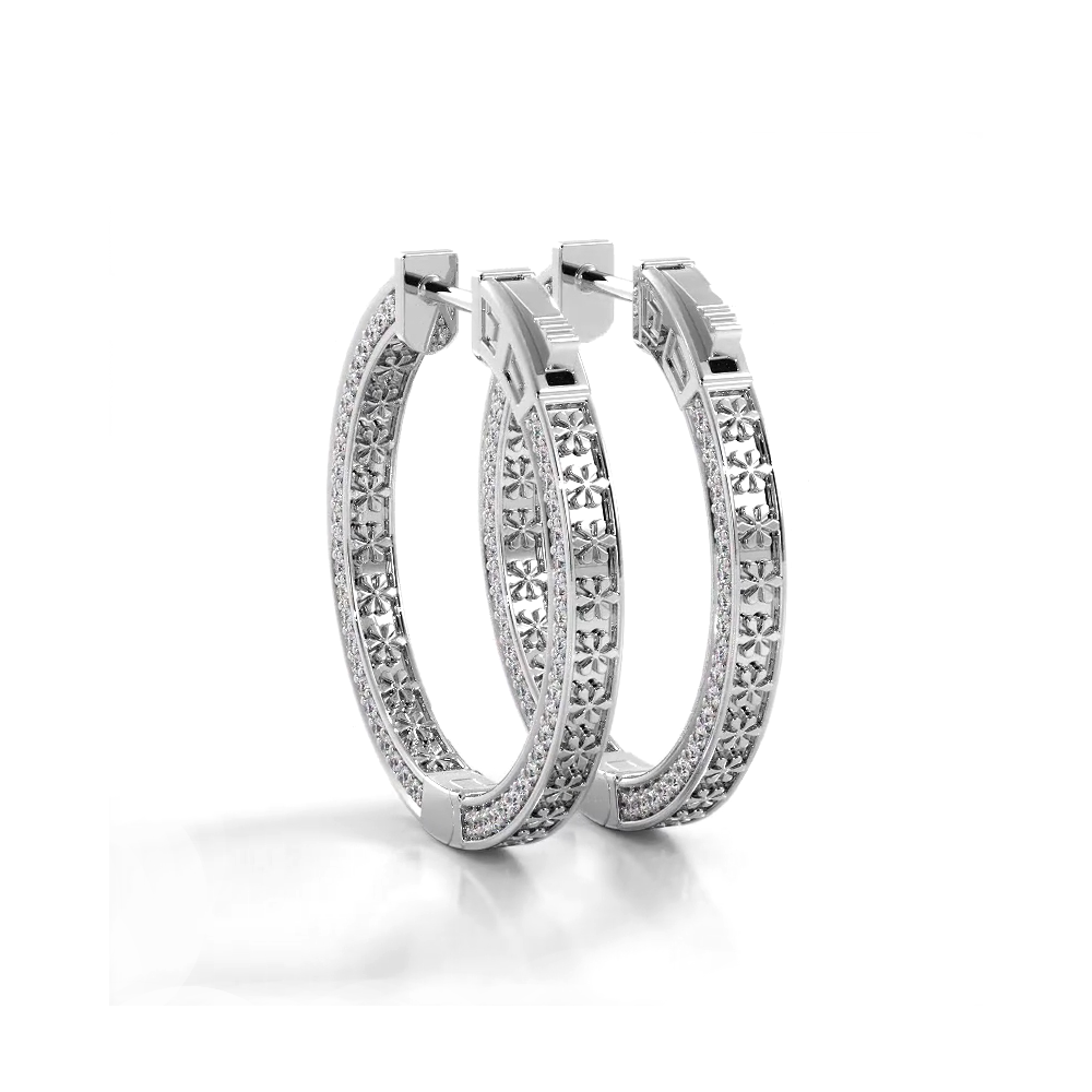 2.0 ctw. Three Sided Inside Out Diamond Hoop Earrings-VIRABYANI