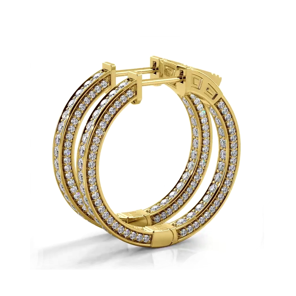 2.0 ctw. Three Sided Inside Out Diamond Hoop Earrings-VIRABYANI