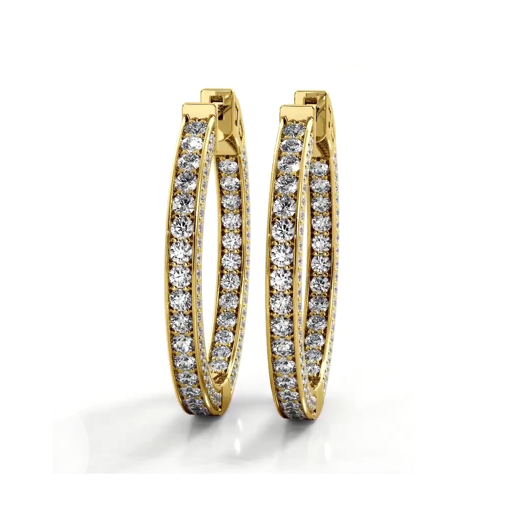 2.0 ctw. Three Sided Inside Out Diamond Hoop Earrings-VIRABYANI