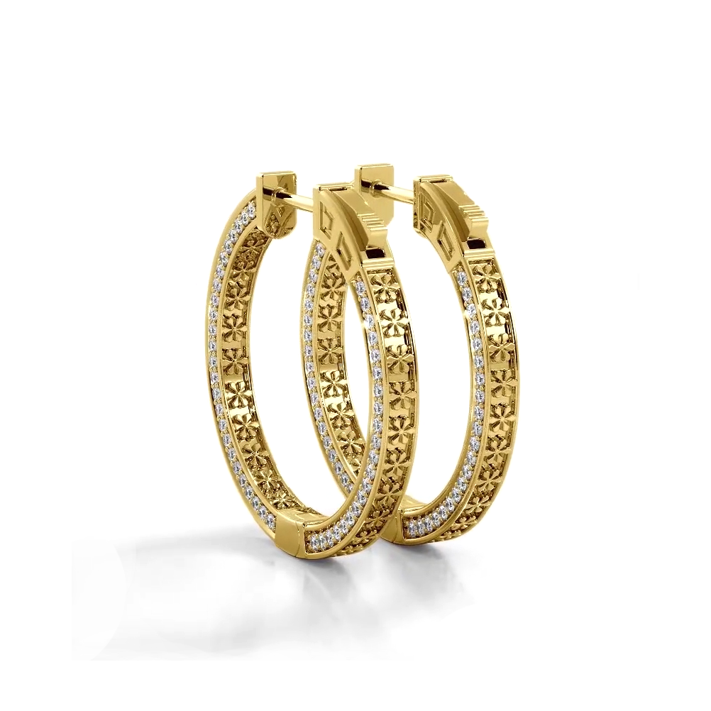 2.0 ctw. Three Sided Inside Out Diamond Hoop Earrings-VIRABYANI