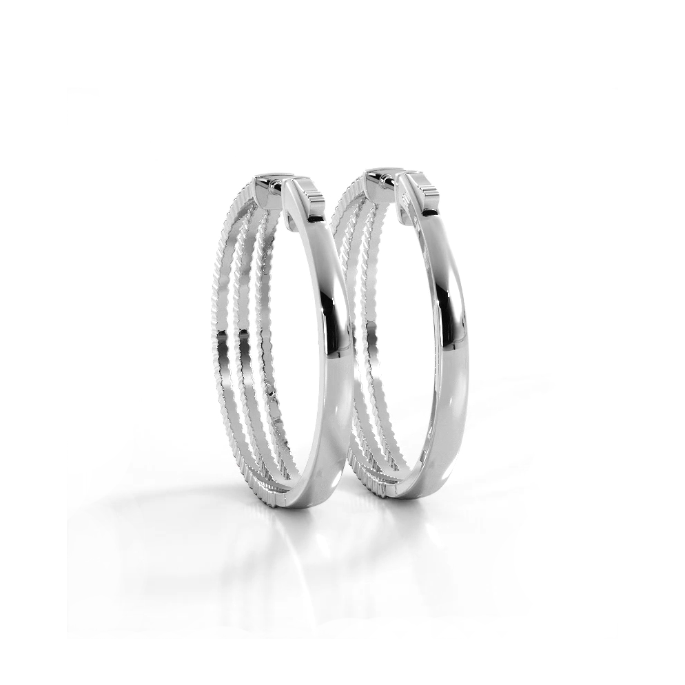 1.70 ctw. Three Separate Row Diamond Hoop Earrings-VIRABYANI