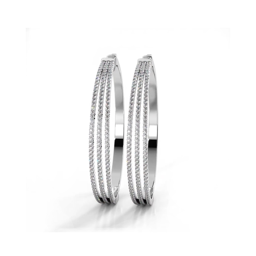 2.50 ctw. Large Three Row Diamond Hoop Earrings-VIRABYANI