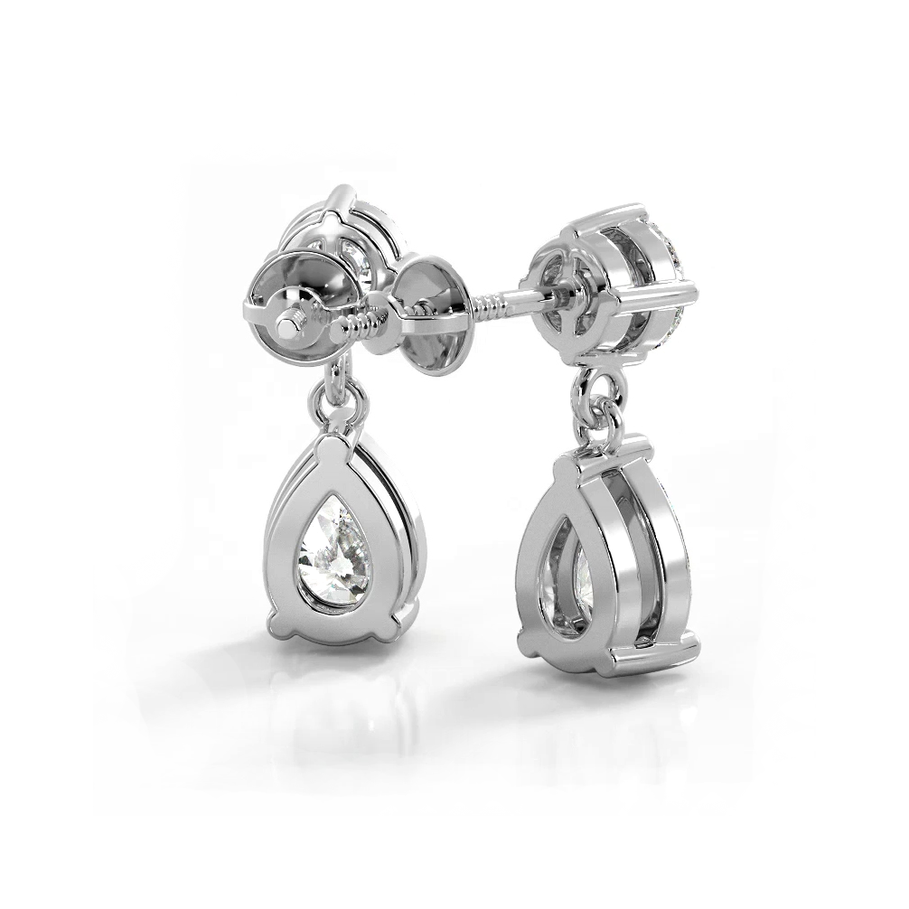 1.02 ctw. Alluring Round And Pear Shaped Drop Earrings-VIRABYANI