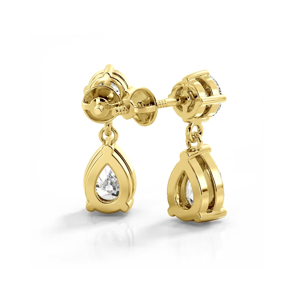 1.02 ctw. Alluring Round And Pear Shaped Drop Earrings-VIRABYANI