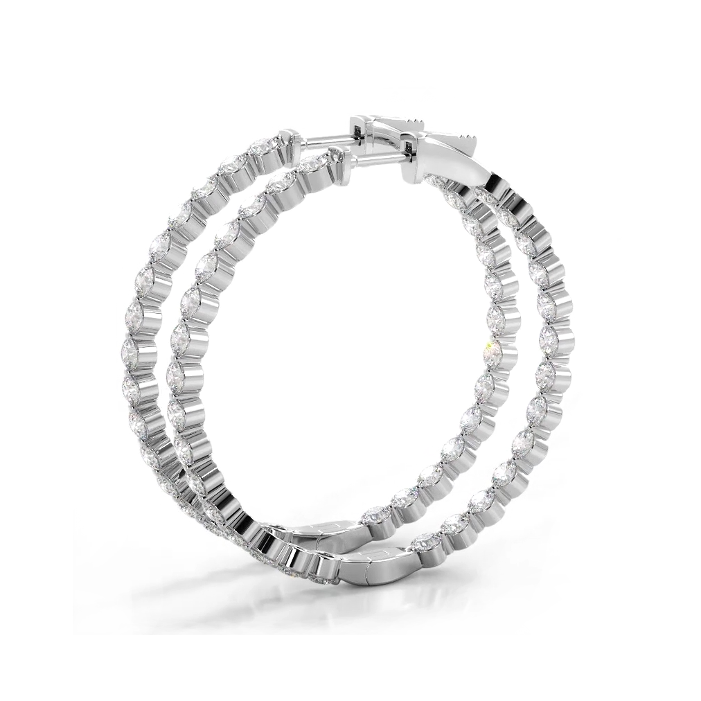 2.5 ct. Floating Diamond Large Hoop Earrings-VIRABYANI