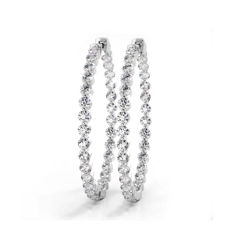 2.5 ct. Floating Diamond Large Hoop Earrings-VIRABYANI