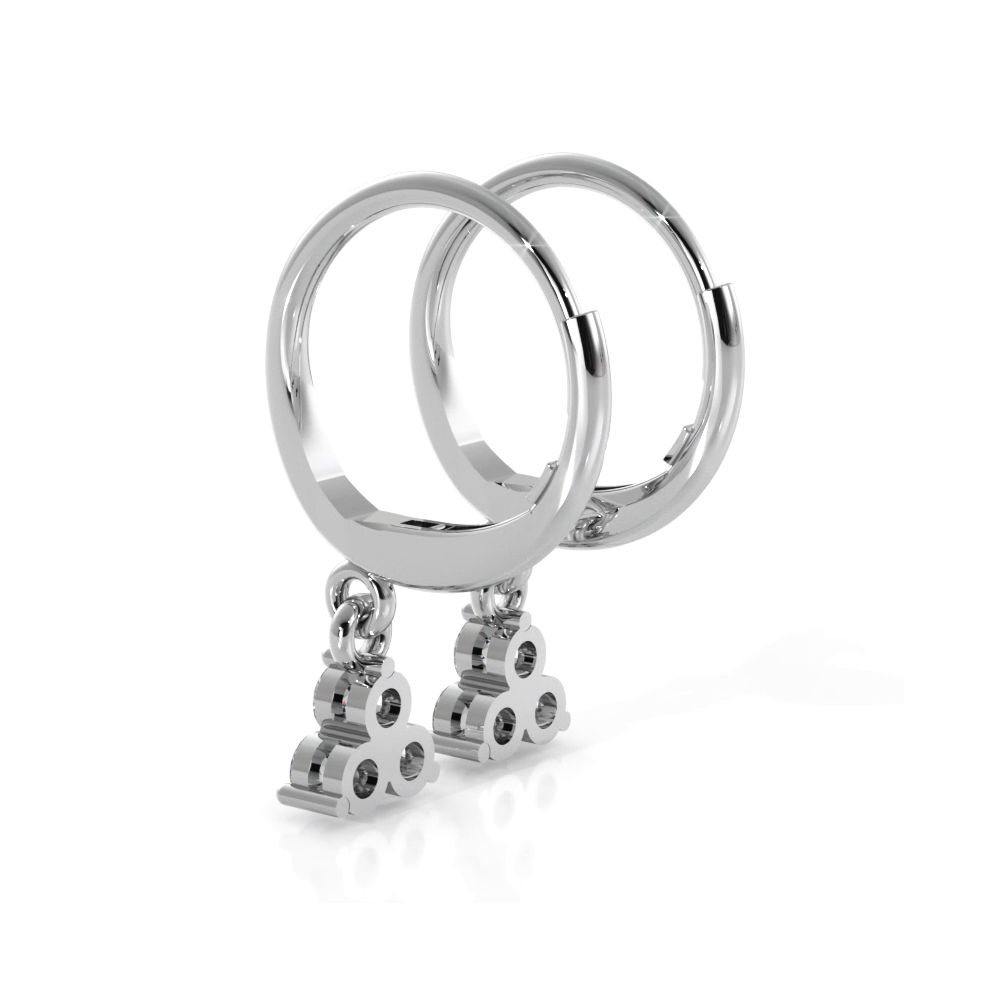 Trillium 0.70 ctw. Three Stone Dangle Round Diamond Hoop Earrings-VIRABYANI